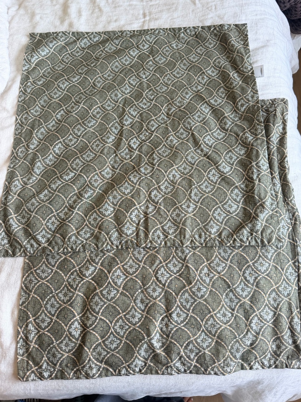 West Elm Olive Green Diamond Floral Set of 20x20” Pillow Covers
